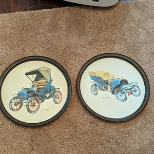 2 vintage car serving trays